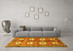 Machine Washable Persian Yellow Traditional Rug in a Living Room, wshtr4349yw