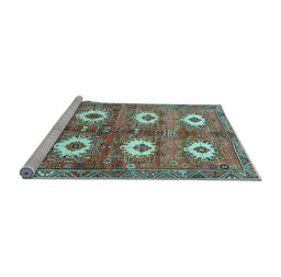 Sideview of Machine Washable Persian Light Blue Traditional Rug, wshtr4349lblu