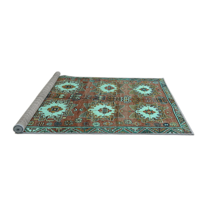 Sideview of Machine Washable Persian Light Blue Traditional Rug, wshtr4349lblu