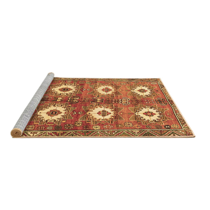 Sideview of Machine Washable Persian Brown Traditional Rug, wshtr4349brn