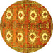 Round Persian Yellow Traditional Rug, tr4349yw