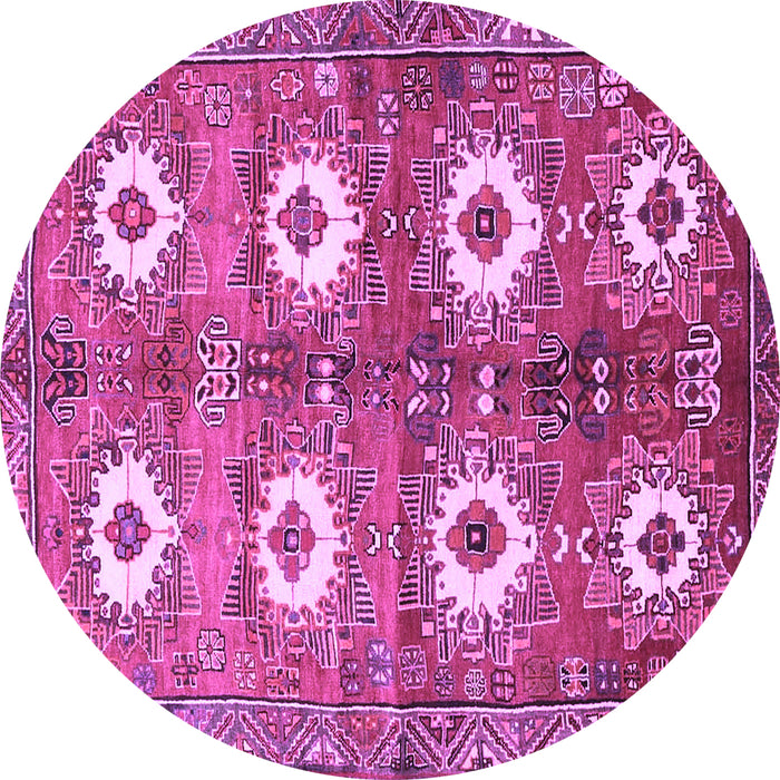 Round Machine Washable Persian Purple Traditional Area Rugs, wshtr4349pur