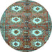 Round Persian Light Blue Traditional Rug, tr4349lblu