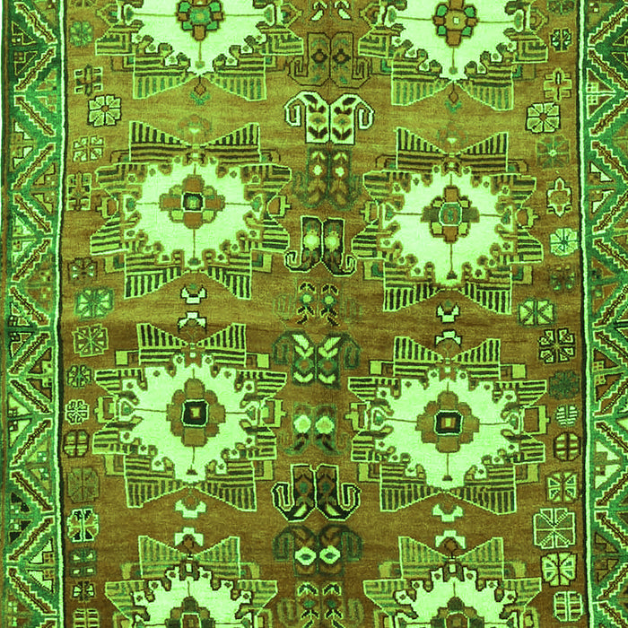 Serging Thickness of Machine Washable Persian Green Traditional Area Rugs, wshtr4349grn