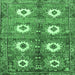 Square Machine Washable Persian Emerald Green Traditional Area Rugs, wshtr4349emgrn