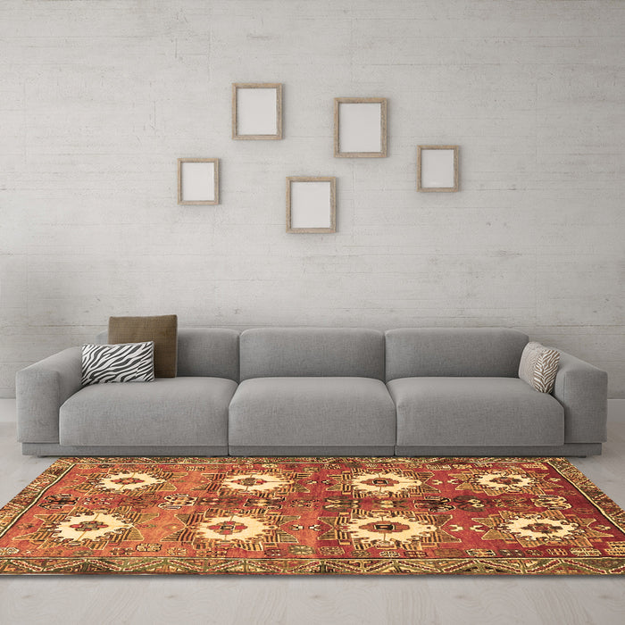 Machine Washable Persian Brown Traditional Rug in a Living Room,, wshtr4349brn