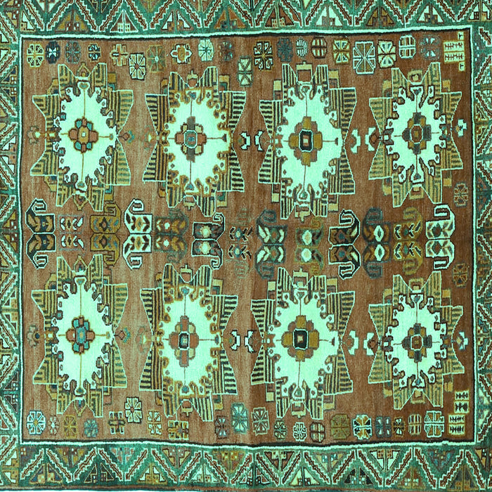 Square Machine Washable Persian Turquoise Traditional Area Rugs, wshtr4349turq