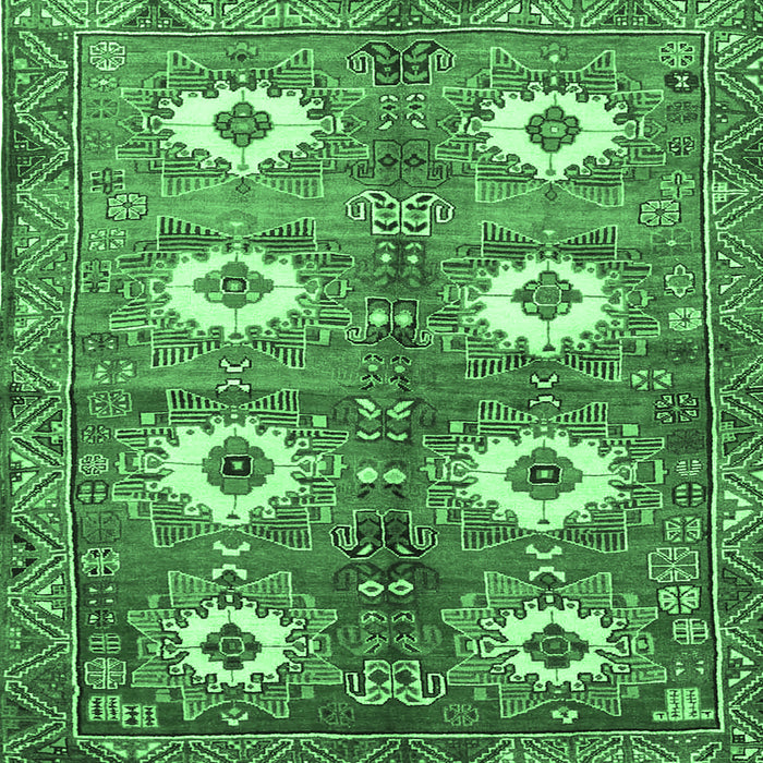Square Persian Emerald Green Traditional Rug, tr4349emgrn