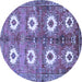 Round Machine Washable Persian Blue Traditional Rug, wshtr4349blu