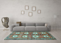 Machine Washable Persian Light Blue Traditional Rug, wshtr4349lblu