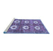 Sideview of Machine Washable Persian Blue Traditional Rug, wshtr4349blu