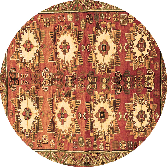 Round Persian Brown Traditional Rug, tr4349brn