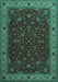 Machine Washable Persian Turquoise Traditional Area Rugs, wshtr434turq