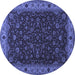 Round Machine Washable Persian Blue Traditional Rug, wshtr434blu