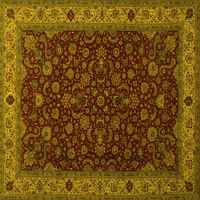 Square Machine Washable Persian Yellow Traditional Rug, wshtr434yw