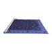 Sideview of Machine Washable Persian Blue Traditional Rug, wshtr434blu