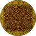 Round Persian Yellow Traditional Rug, tr434yw