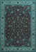 Machine Washable Persian Light Blue Traditional Rug, wshtr434lblu