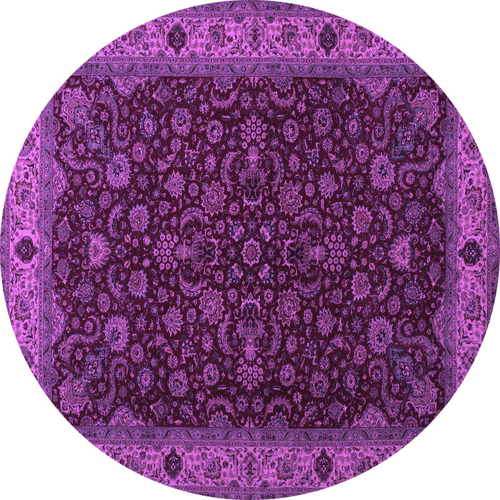 Round Persian Purple Traditional Rug, tr434pur