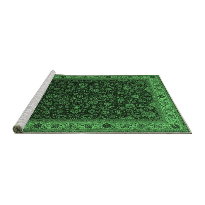 Sideview of Machine Washable Persian Emerald Green Traditional Area Rugs, wshtr434emgrn