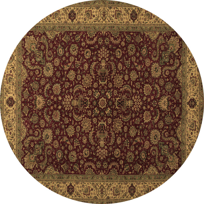 Round Persian Brown Traditional Rug, tr434brn