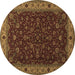 Round Persian Brown Traditional Rug, tr434brn