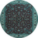 Round Machine Washable Persian Light Blue Traditional Rug, wshtr434lblu