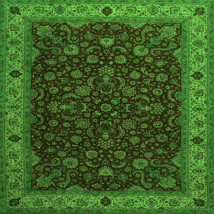Round Machine Washable Persian Green Traditional Area Rugs, wshtr434grn