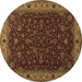 Round Machine Washable Persian Brown Traditional Rug, wshtr434brn