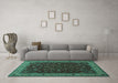 Machine Washable Persian Turquoise Traditional Area Rugs in a Living Room,, wshtr434turq