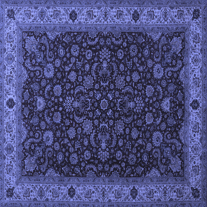 Square Machine Washable Persian Blue Traditional Rug, wshtr434blu