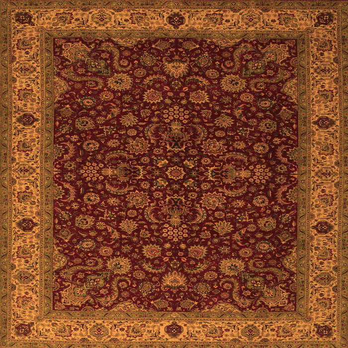 Round Machine Washable Persian Orange Traditional Area Rugs, wshtr434org