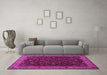 Machine Washable Persian Pink Traditional Rug in a Living Room, wshtr434pnk