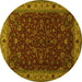 Round Machine Washable Persian Yellow Traditional Rug, wshtr434yw