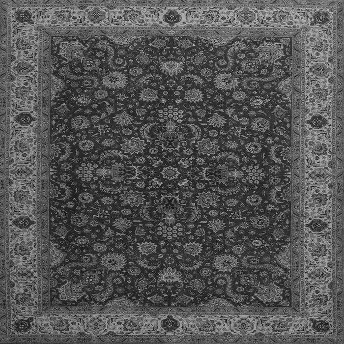 Round Machine Washable Persian Gray Traditional Rug, wshtr434gry