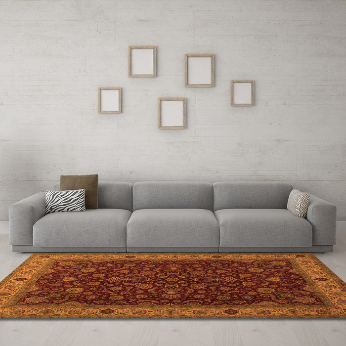 Machine Washable Persian Orange Traditional Area Rugs in a Living Room, wshtr434org