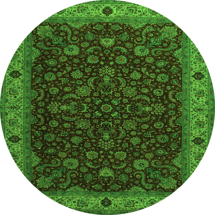 Square Persian Green Traditional Rug, tr434grn