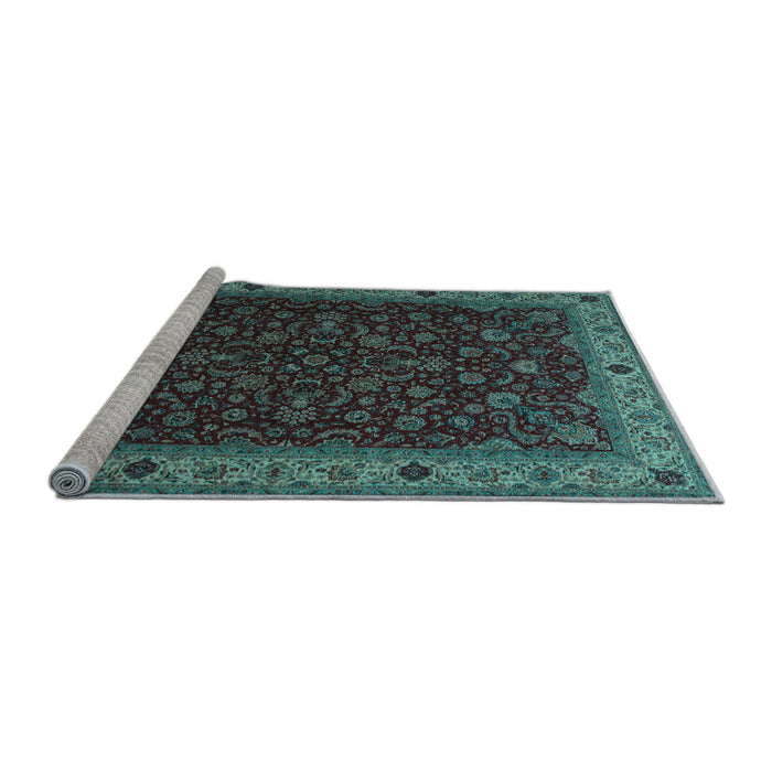 Sideview of Machine Washable Persian Light Blue Traditional Rug, wshtr434lblu