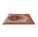 Sideview of Machine Washable Traditional Tangerine Pink Rug, wshtr4350