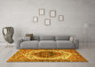 Machine Washable Persian Yellow Traditional Rug in a Living Room, wshtr4350yw