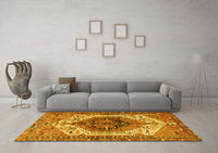 Machine Washable Persian Yellow Traditional Rug, wshtr4350yw