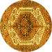 Round Machine Washable Persian Yellow Traditional Rug, wshtr4350yw