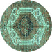 Round Persian Turquoise Traditional Rug, tr4350turq