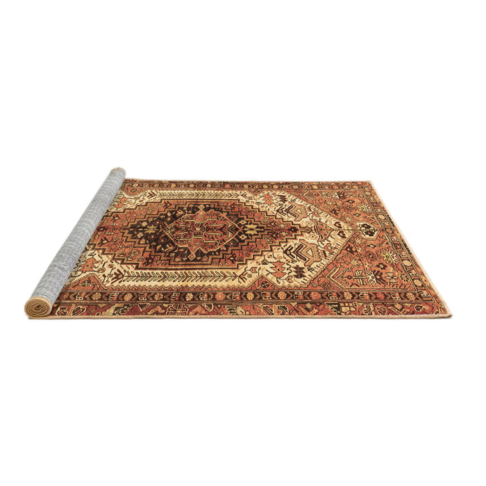 Sideview of Machine Washable Persian Brown Traditional Rug, wshtr4350brn