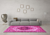 Machine Washable Persian Pink Traditional Rug, wshtr4350pnk