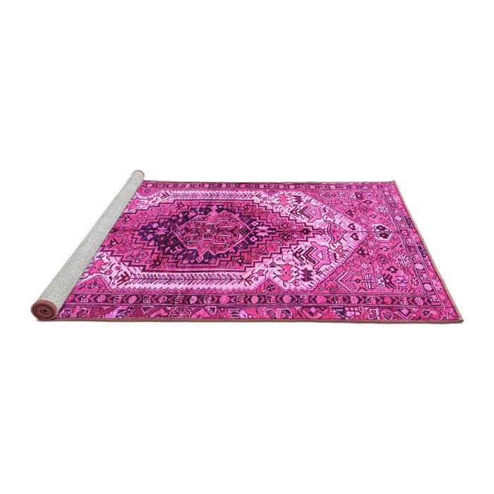Sideview of Machine Washable Persian Pink Traditional Rug, wshtr4350pnk