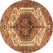 Round Persian Brown Traditional Rug, tr4350brn