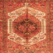 Round Machine Washable Persian Orange Traditional Area Rugs, wshtr4350org