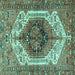 Square Persian Turquoise Traditional Rug, tr4350turq