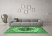 Machine Washable Persian Emerald Green Traditional Area Rugs in a Living Room,, wshtr4350emgrn